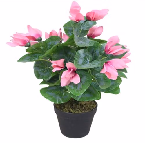 Leaf Design UK Pink Artificial Cylamen Potted Plant, Height: 38 cm