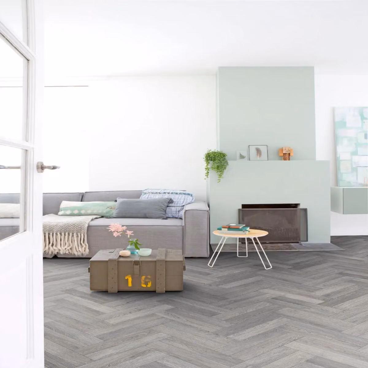 Vinyl Flooring UK Grey Herringbone Wood Effect Sheet Vinyl Flooring, Thickness: 2.8 mm, W: 300 cm, L: 700 cm – 2