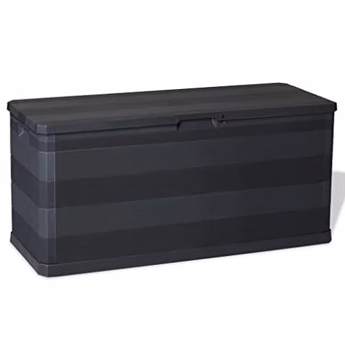 vidaXL Black Plastic Garden Storage Box W/D/H: 117 x 45 x 56 cm – 1