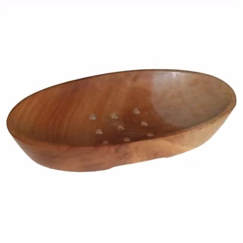 Ancient Wisdom Brown Wooden Oval Soap Dish with Drainage – 1