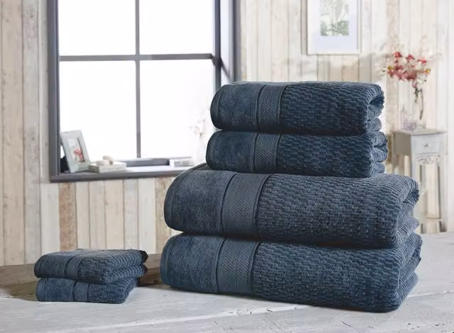 Rapport Home Royal Velvet Cotton Woven Towels in Bright Blue