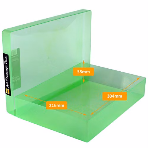 WestonBoxes A4-2-GO Portable Document Box Carrier with 2 Green Plastic Storage Boxes – 3