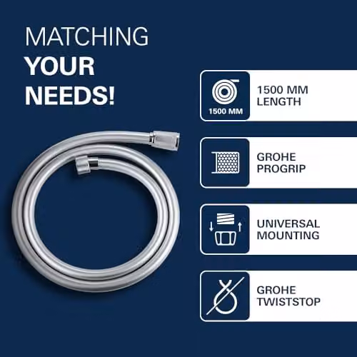 Grohe Silverflex Shower Hose with Anti-Twist Function, Silver, Length: 150 cm – 4