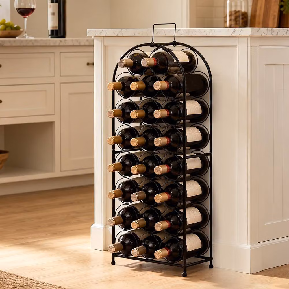 Levede Black Lacquered Metal Freestanding Wine Rack for 23 Bottles – 3