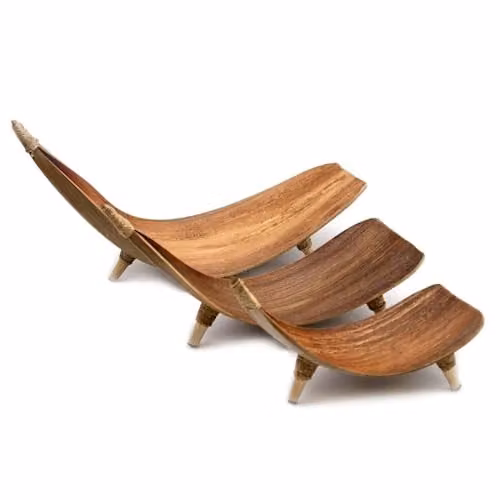 Serenityy Coconut Leaf Serving Bowl Set in Natural Brown