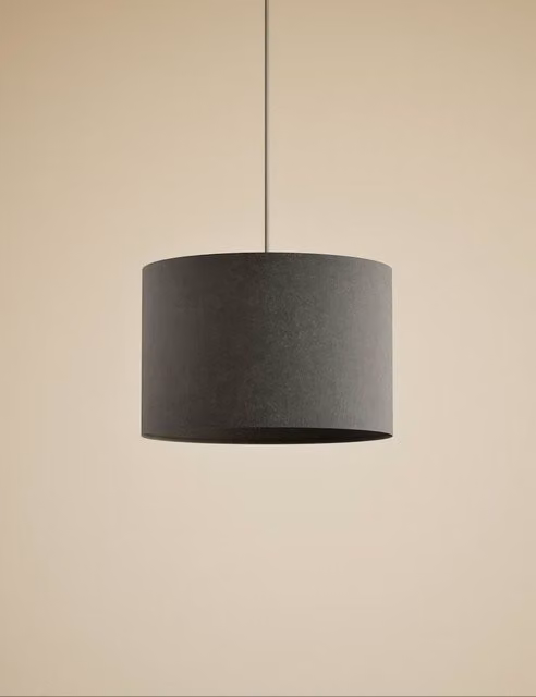 M&S Modern Grey Velvet Cylinder Lamp Shade