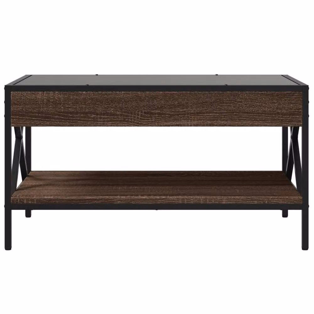 Berkfield Home Infinity LED Coffee Table in Brown Oak, W: 70 cm, D: 50 cm, H: 38 cm – 5