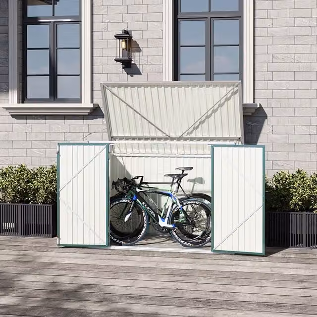 Breeins 2-in-1 Steel Bin Store and Bike Storage Shed in Green