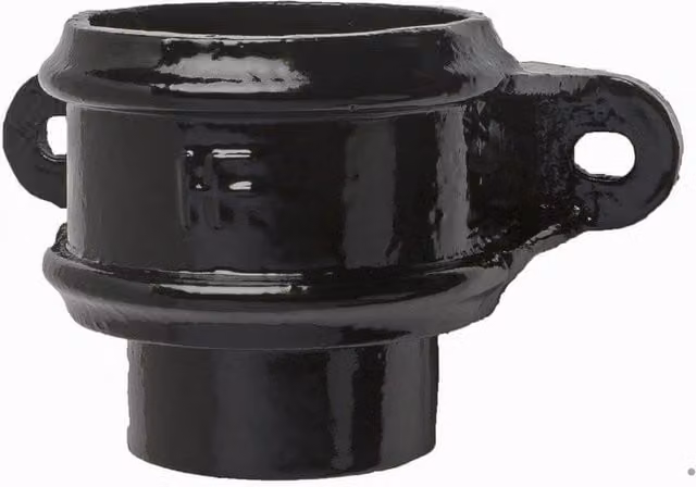 Hargreaves Premier Cast Iron Round Downpipe Eared Loose Socket with Spigot, Black, 65mm