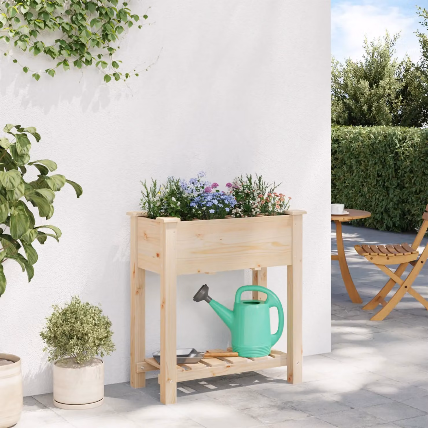 Berkfield Home Rustic Garden Planter with Grids in Beige Solid Wood W/D/H: 71 x 37 x 76 cm – 3