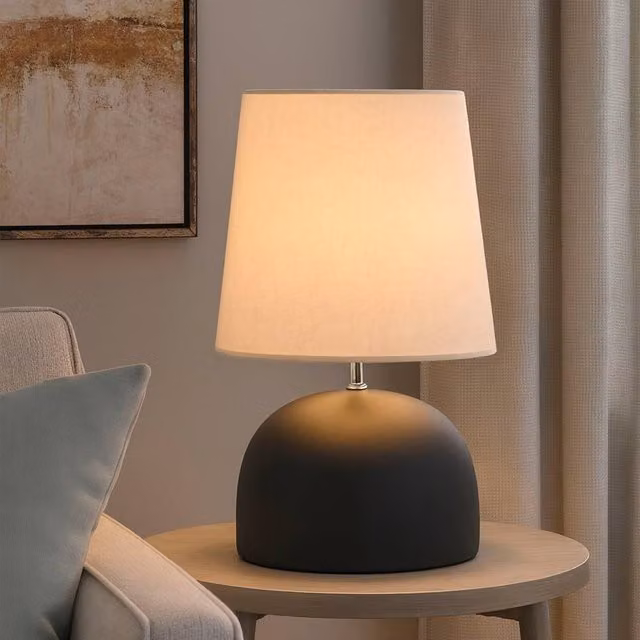 Lighting Collection Large Black Ceramic and Metal Table Lamp – 1