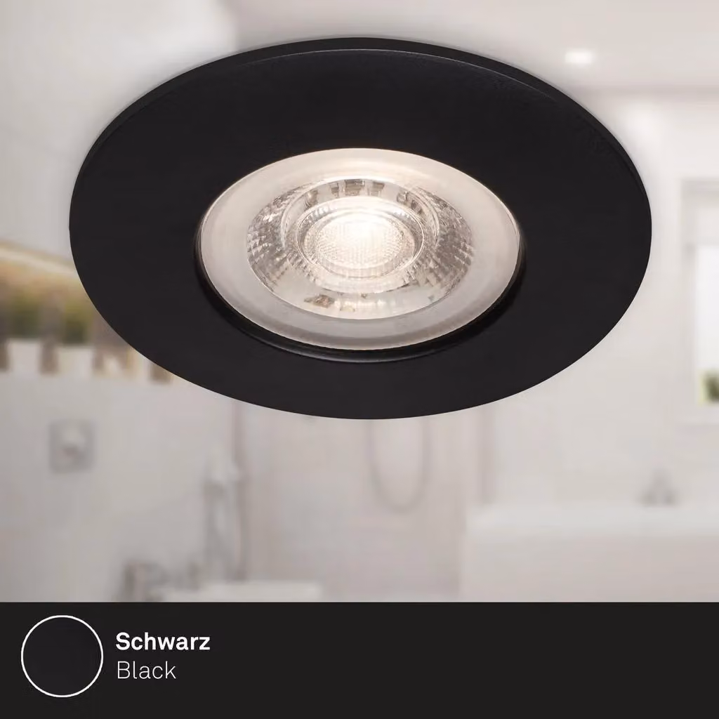 Briloner 4 Pack Black Round LED Recessed Downlights with Warm White Light – 6