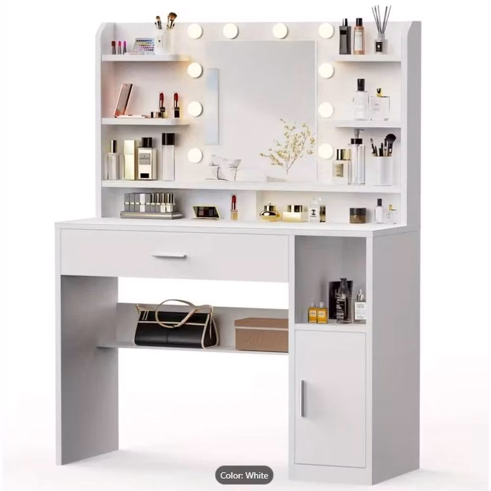 FORGEVIO Modern White Glossy Vanity Table – 2