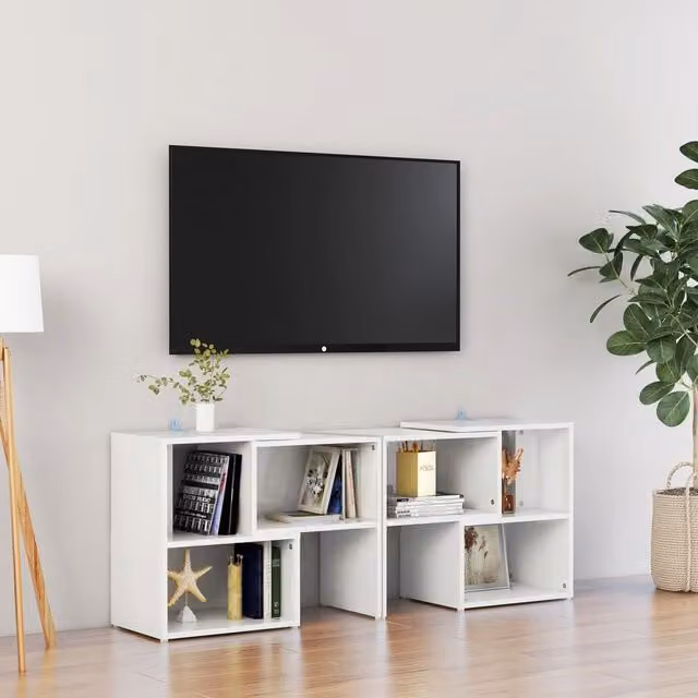 Berkfield Home Modern High Gloss White TV Cabinet in Engineered Wood, W: 104 cm, D: 30 cm, H: 52 cm – 1