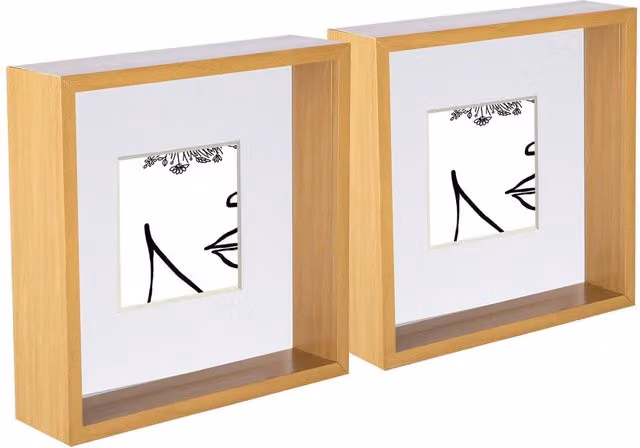 Nicola Spring Pack of 5 Modern Square 3D Deep Box Photo Frames in White, W/D/H: 20.32 x 20.32 x 20.32 cm