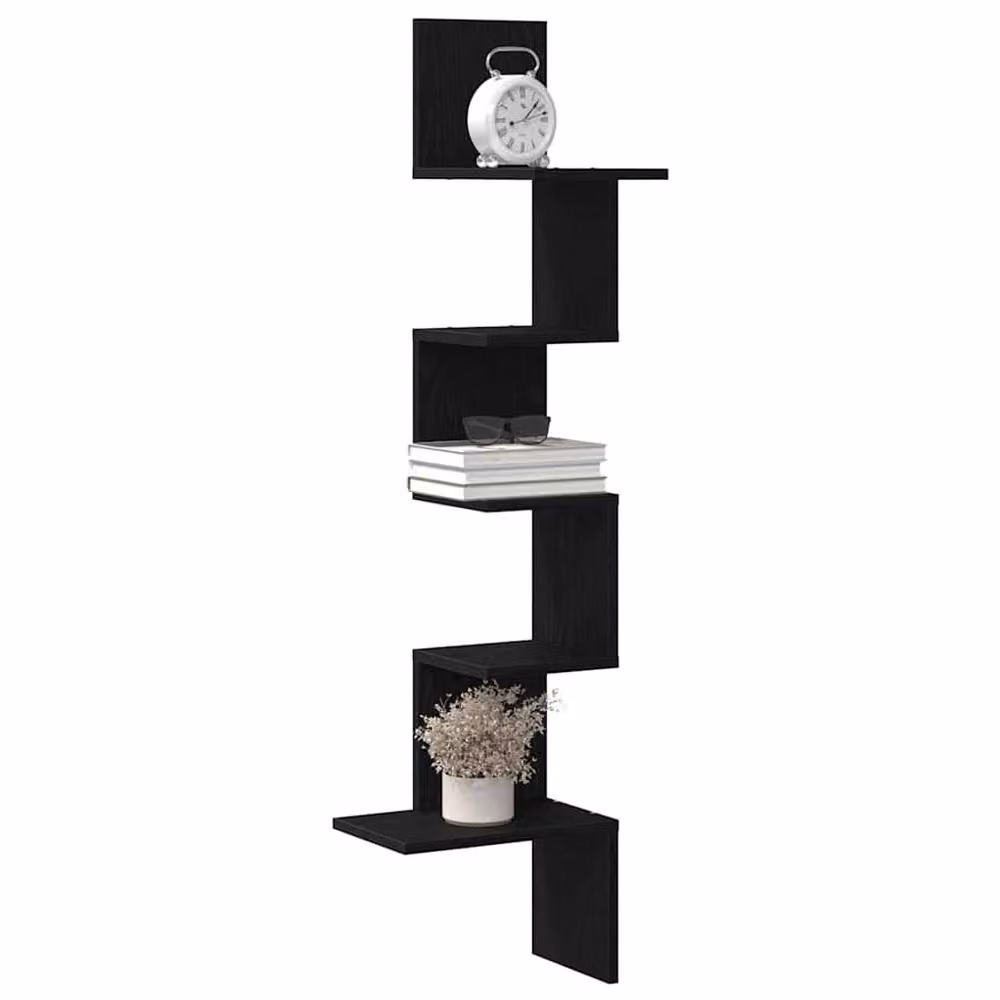 Berkfield Home Black Wall Corner Shelf, W/D/H: 32 x 32 x 127.5 cm – 2