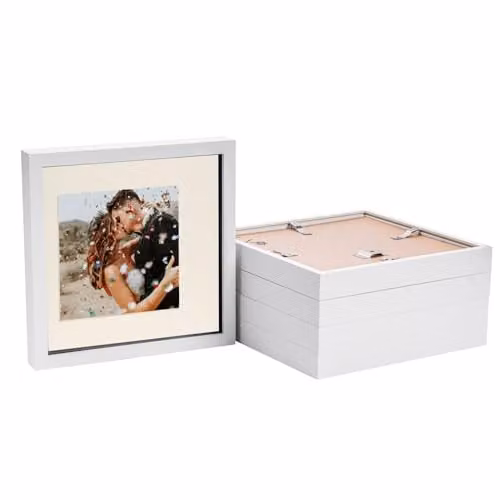 Nicola Spring White Square 3D Shadow Box Photo Frame Pack of 5 – 1