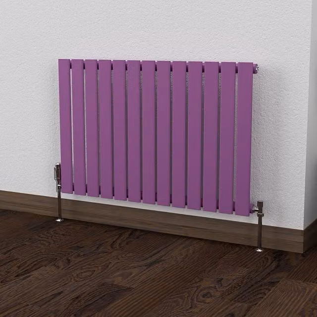 Lux Heat Single Flat Horizontal Coloured Steel Radiator in Pretty Plum Purple, W: 91 cm, H: 91 cm