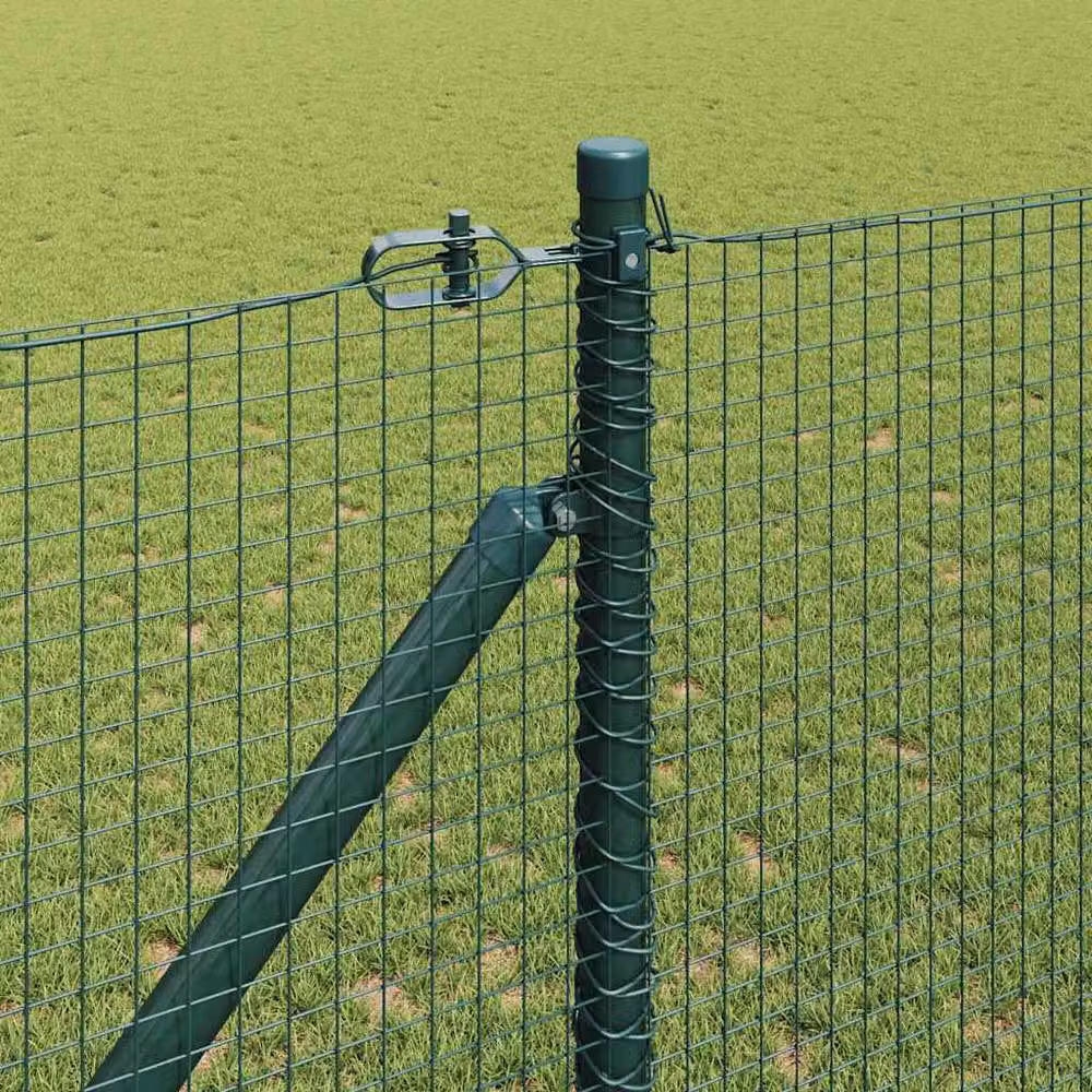 Berkfield Home Green Steel Welded Wire Fence with 13 Round In-Ground Spike Posts, W: 25 m, H: 1.2 m – 4
