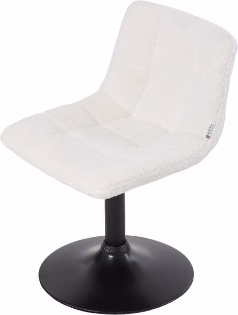 Livingandhome Modern Height Adjustable Swivel Dressing Table Chair in White Bouclé Fabric with Metal Frame