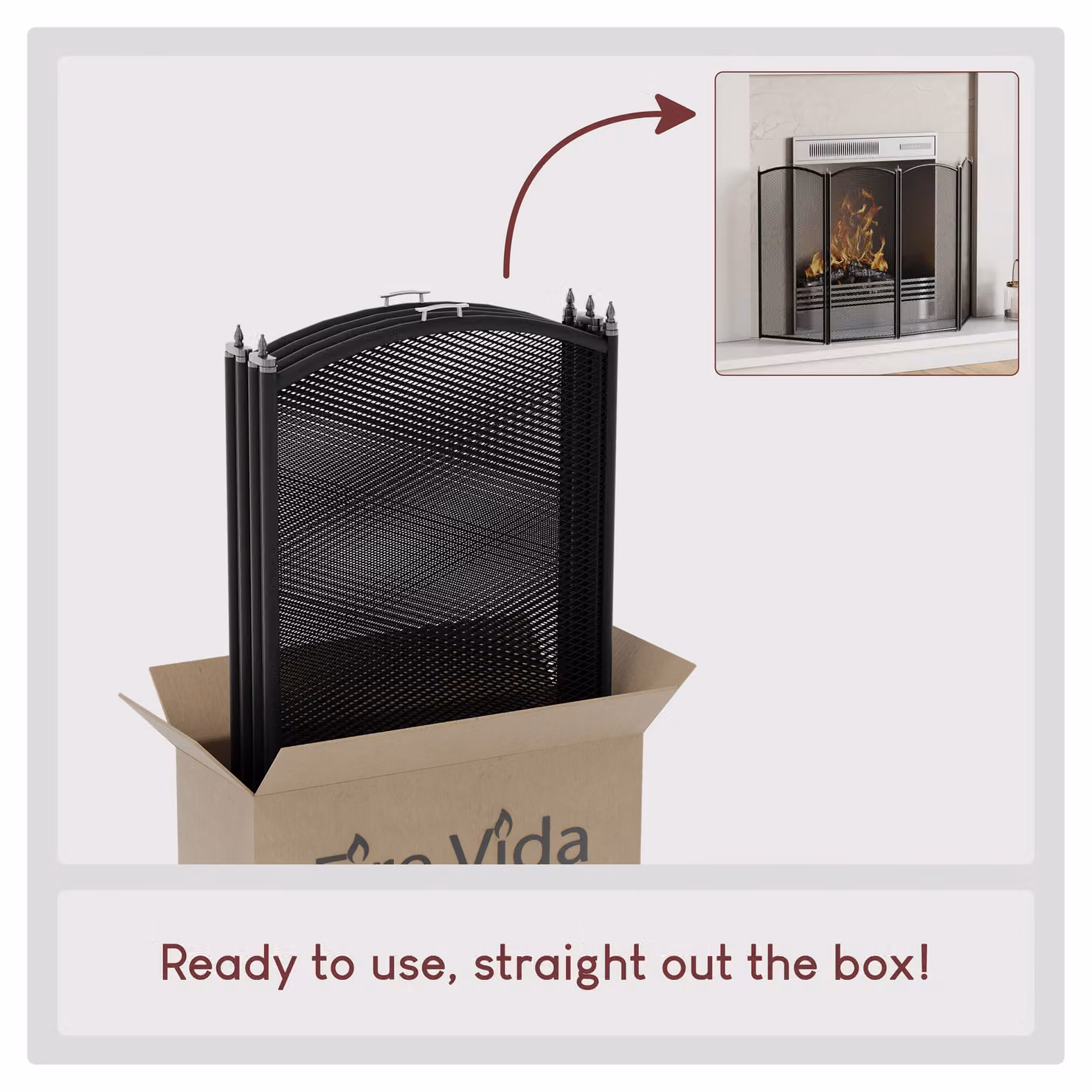 Home Discount Fire Vida Stanton 4 Panel Fireplace Shield Protector in Black – 4