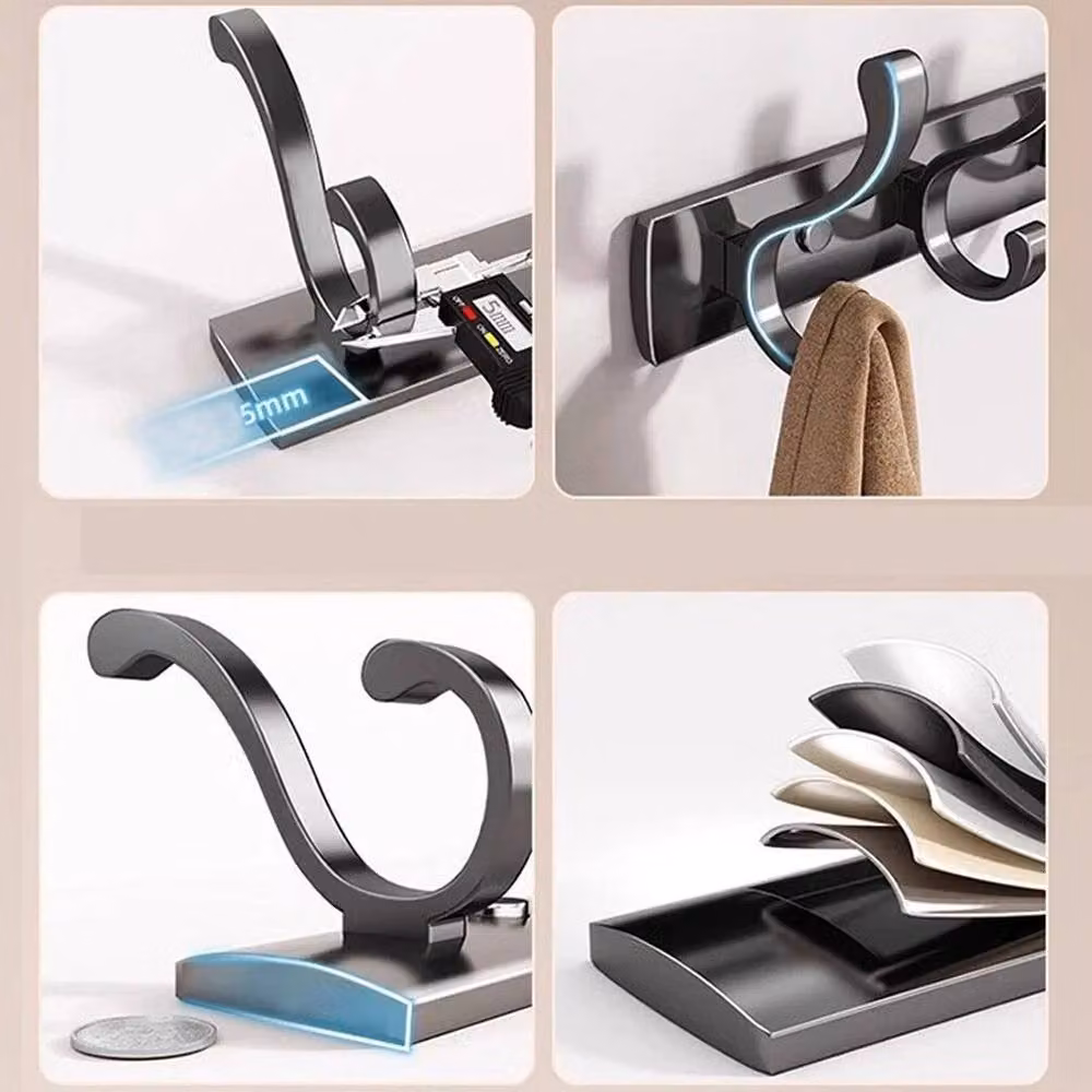 PAWNORA Wall Mounted Coat Hook Strip with 12 Hooks in Matt Grey – 2