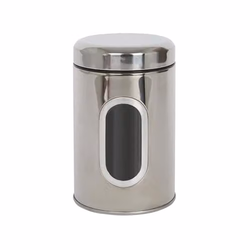 Harbour Housewares Stainless Steel Food Storage Container with Airtight Lid and Transparent Window in Silver – 1