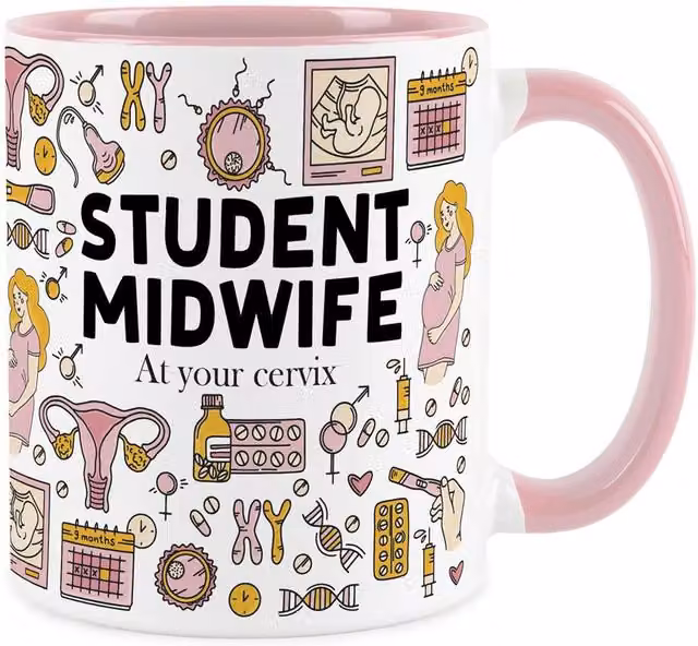 Purely Home Pink Ceramic Student Midwife Mug