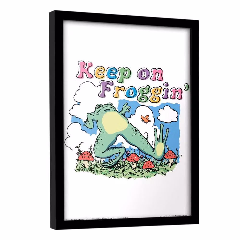 Threadless Keep On Froggin Framed Multicolour Animal Illustration Paper Poster – 2