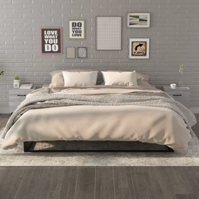 Berkfield Home Set of 2 Bedside Cabinets in Grey Sonoma, W: 40 cm, D: 35 cm, H: 47.5 cm