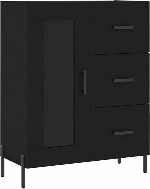 Berkfield Home Black Matt Sideboard W: 69.5 cm, D: 34 cm, H: 90 cm – 1