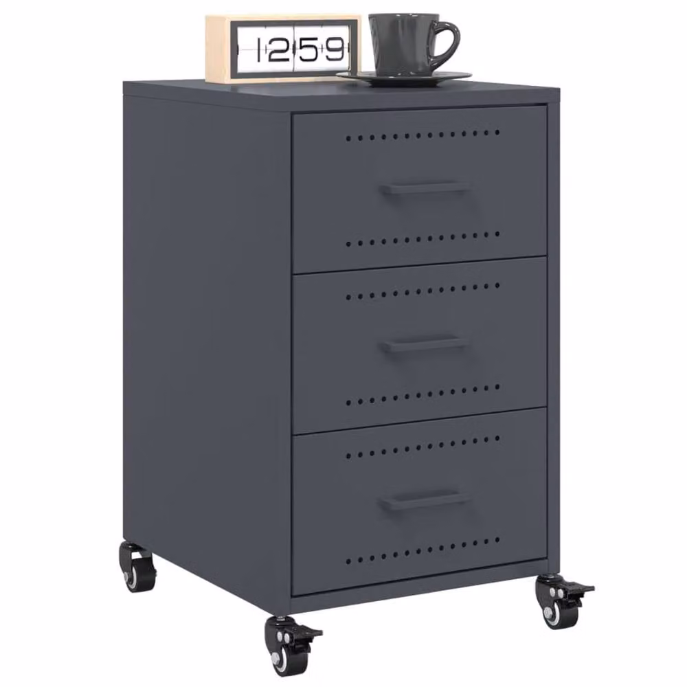 Berkfield Home Anthracite Metal Bedside Cabinet, W/D/H: 36 x 39 x 59 cm – 4