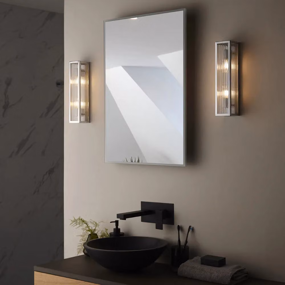 Loops Twin LED Bathroom Wall Light Fitting in Chrome with Transparent Glass Shades – 4