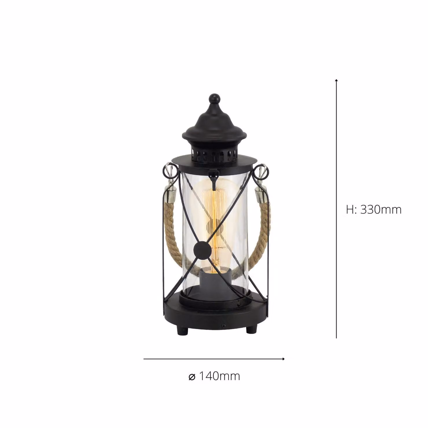 Eglo Bradford Black Metal and Transparent Glass Cylinder Table Lamp – 4