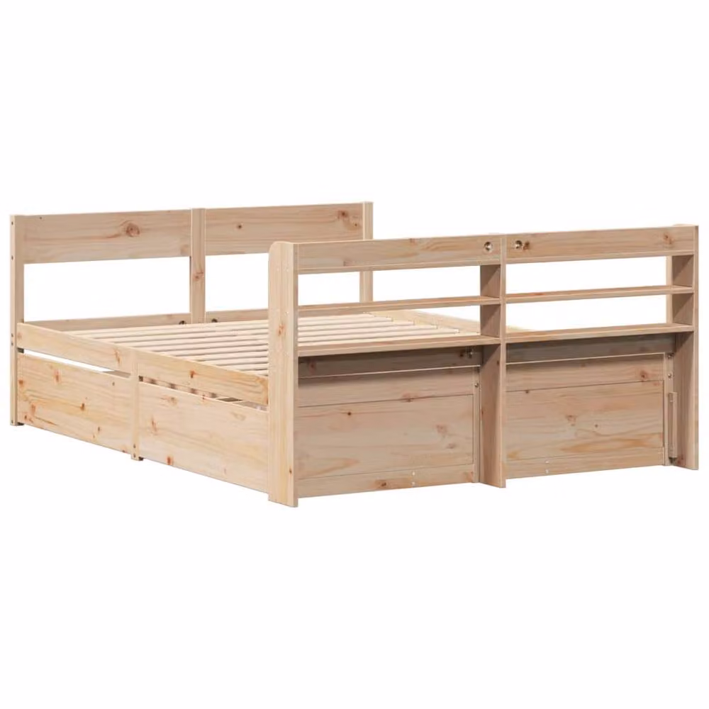 Berkfield Home King Size Solid Wood Pine Bed Frame with Drawers, Light Brown, W: 150 cm, D: 200 cm – 2