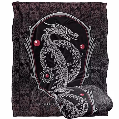 LOGOVISION House of the Dragon Super Soft Fleece Throw Blanket, White and Multicolour, W: 152 cm, D: 127 cm
