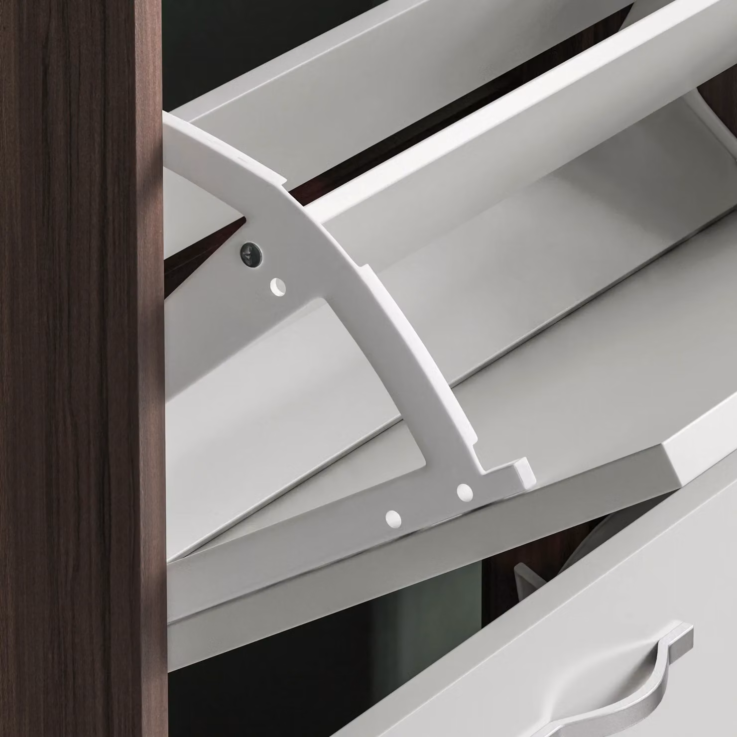Vida Designs Modern 2 Drawer White Shoe Cabinet with Tilting Compartments – 5