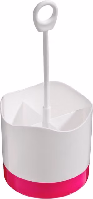 Orsina Plastic Cutlery Caddy with Compartments and Hanging Loop, Pink and White