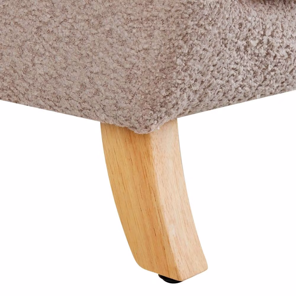 Wyld and Coco Taupe Bouclé Childrens Armchair in Beige with Rubberwood Legs – 5