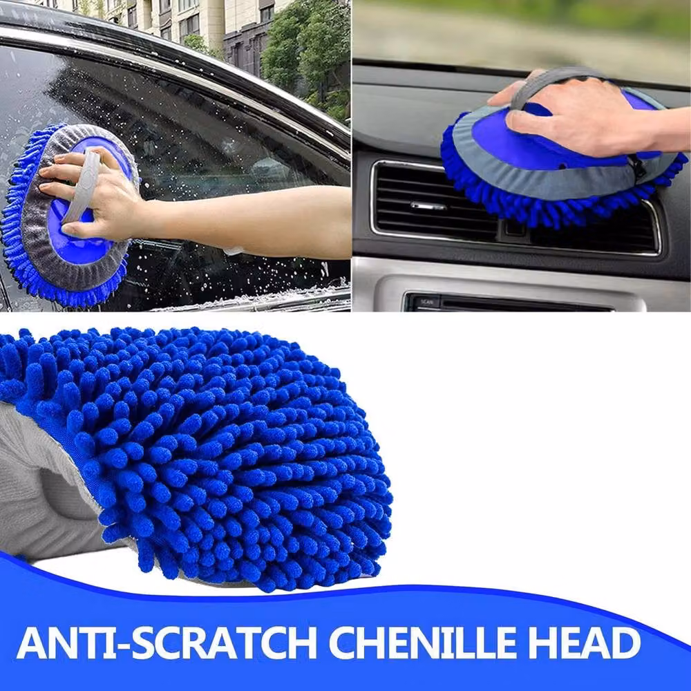VOGREX Blue Microfibre Car Wash Brush with 160cm Extendable Aluminium Telescopic Handle and Refillable Head – 3