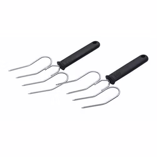 KitchenCraft Set of 2 Stainless Steel Meat and Poultry Lifters in Black and Silver, 22 x 9 cm