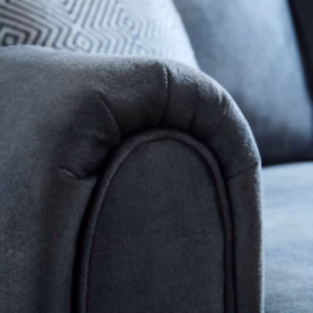 Stratus Interiors Barcelona Granite Fabric Sofa in Grey with Foam Cushions and Solid Wood Frame – 3