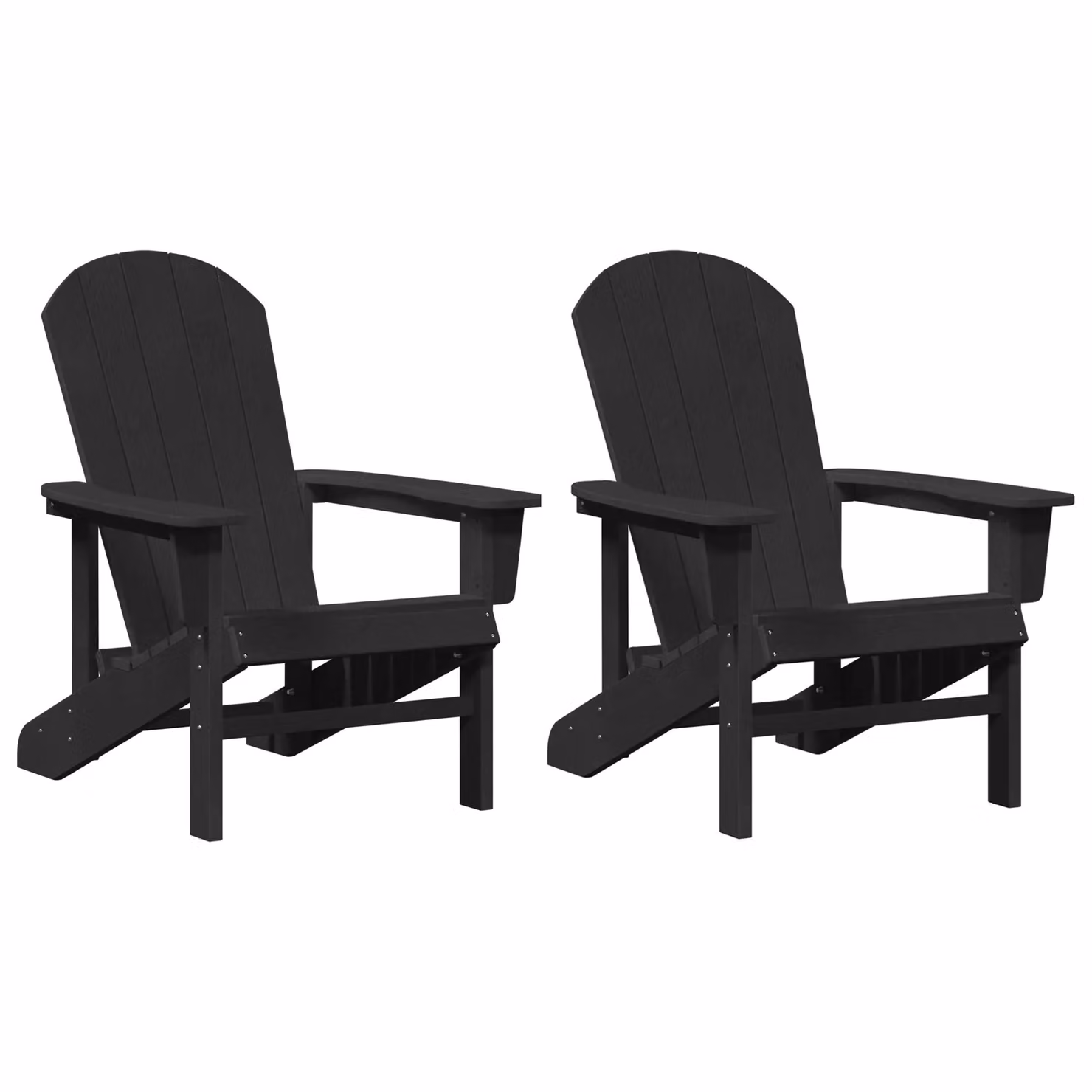 Berkfield Home Set of 2 Adirondack Chairs in Black HDPE, W/D/H: 74 x 82 x 90 cm – 2