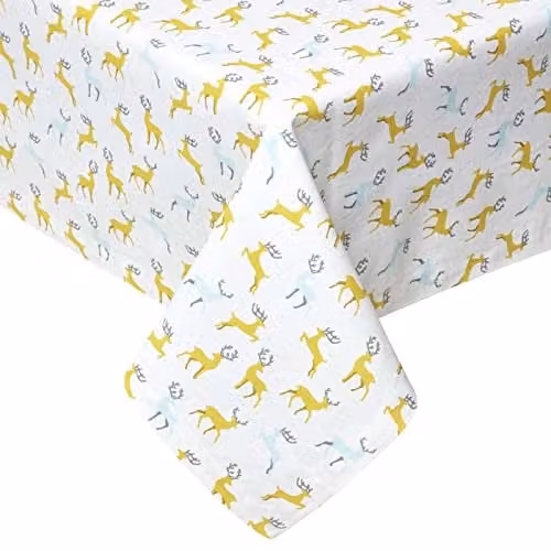 Homescapes Majestic Stag Cotton Round Christmas Tablecloth, Grey, Diameter: 178 cm