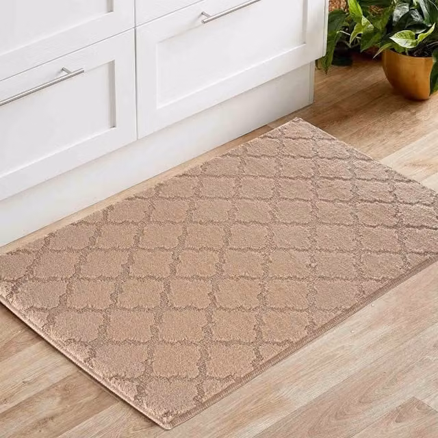 RugsbyDesire Beige Ivy Trellis Design Anti Slip Washable Runner Doormat, W: 60 cm, L: 110 cm