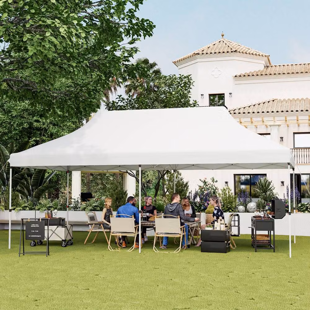 Costway Pop-up Canopy Tent Folding Instant Sun Shelter in White, W/D/H: 600 x 300 x 296 cm – 2