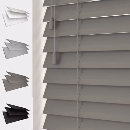 Caecus Grey Faux Wood Venetian Blind, Width: 75 cm, Drop: 120 cm – 1