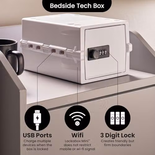Lockabox Mini Small Lockable Storage Box with Combination Lock, White, W: 22.3 cm, D: 15.4 cm, H: 12 cm – 4