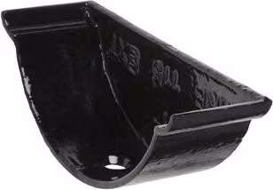 Hargreaves Premier Cast Iron Beaded Half Round Gutter External Stopend, 150mm, Black