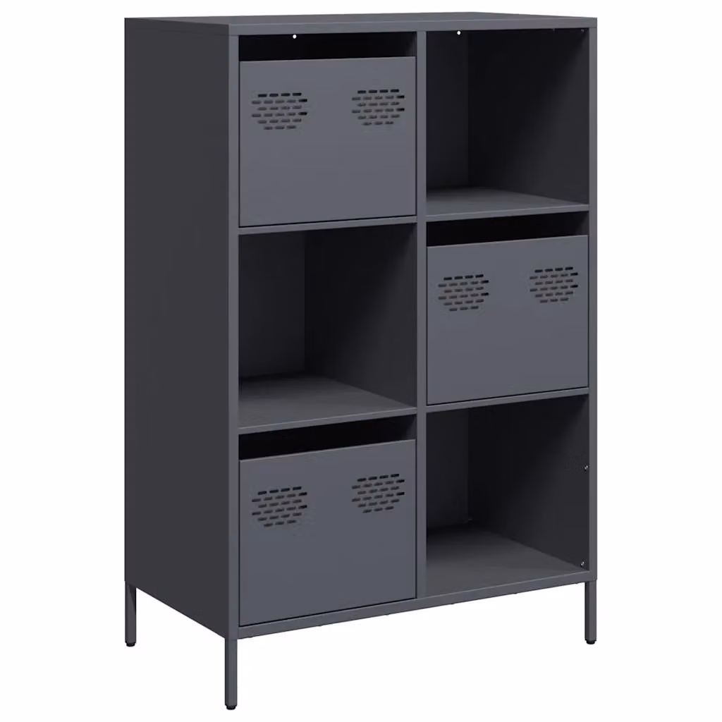 Berkfield Home Anthracite Steel Highboard with Internal Shelves and Drawers W/D/H: 68 x 39 x 103.5 cm – 2